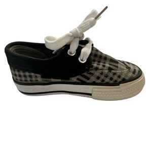 Kidgets Black Grey Checkered Canvas Sneakers Alphabet Soles Boys Size 7 NWT